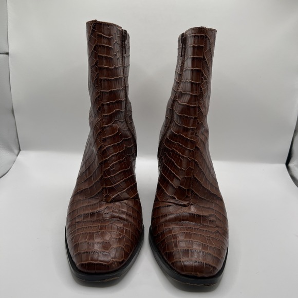 Vionic Women's Vienna Harper Croc Zipper Ankle Heeled Boot- Brown Sz 8 - Picture 3 of 12